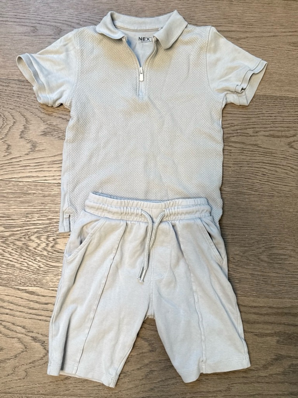 next Boys Cream Short Sleeve Polo & Shorts Matching Set